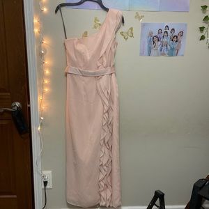 White by Vera Wang One Shoulder Dress with Ruffles